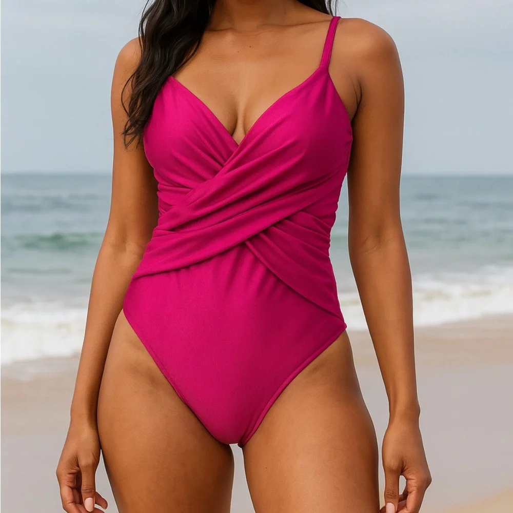 VINTAGE 80s High Leg BARBIE Pink One Piece Swimsuit